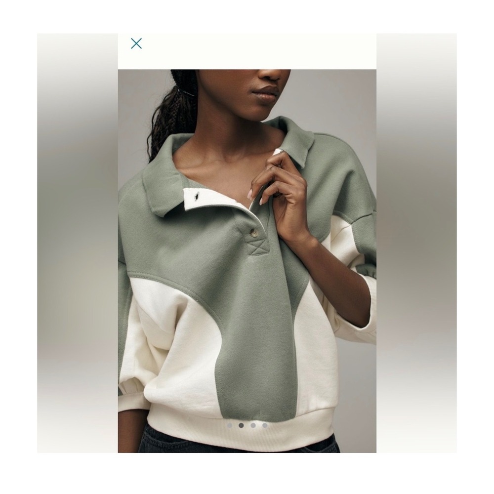 Women's NEW Pilcro Anthropologie Niki Bubble Sweatshirt Colorblock size Large - Picture 2 of 9
